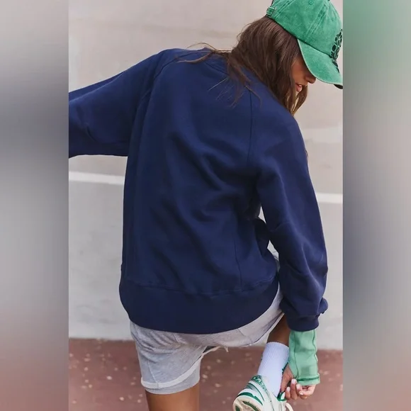 FP MOVEMENT A Cut Above Crew Sweatshirt Navy - Picture 2 of 8